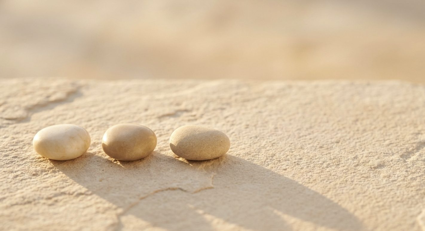 Tres piedras alineadas con luz cálida: las tres instrucciones que NOOR propone cada mañana